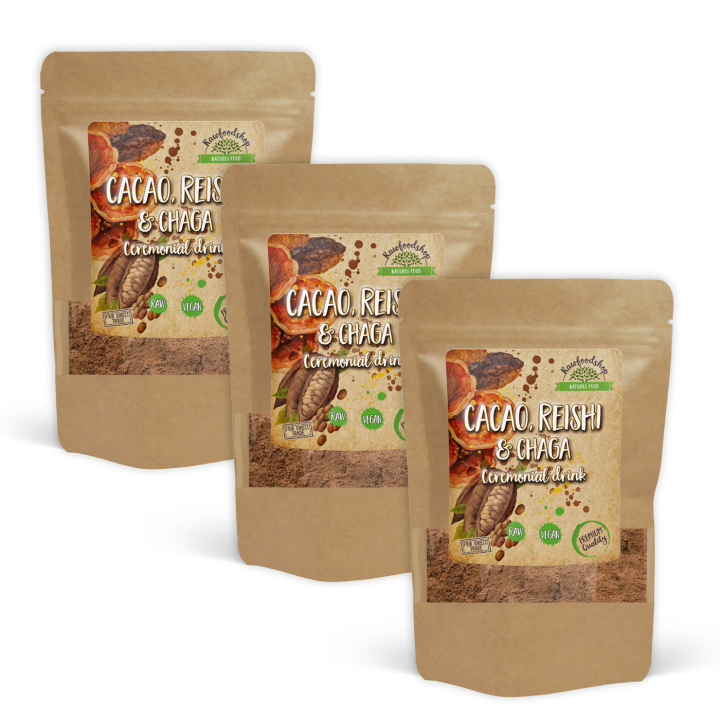 Kaakaojauhe Seremoniallinen Reishi & Chaga 100g x 3 pakettia ryhmässä Raaka-aineet / Leipominen / Kaakaotuotteet @ Rawfoodshop Scandinavia AB (AYAM111-SET3)
