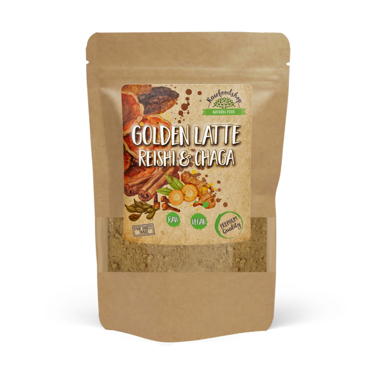 Golden Latte -jauhe Reishi & Chaga 100g ryhmässä OUTLET 20-80% @ Rawfoodshop Scandinavia AB (AYAM131)