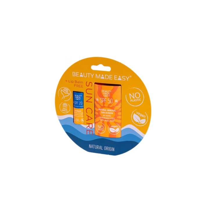 Aurinkopuikko Kasvoille SPF 50 + Huulivoide SPF 20 Pakkaus ryhmässä Iho & Vartalo / Kasvot / Aurinkosuoja @ Rawfoodshop Scandinavia AB (BMESPFKIT)