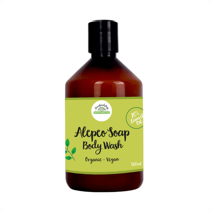 Aleppo Nestesaippua Laakerinlehtiöljy 20% LUOMU 500ml ryhmässä Iho & Vartalo / Vartalo / Suihkusaippua @ Rawfoodshop Scandinavia AB (BN0842)