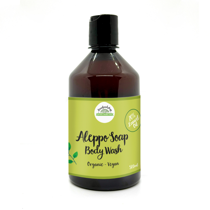 Aleppo Nestesaippua Laakerinlehtiöljy 20% LUOMU 500ml ryhmässä Iho & Vartalo / Vartalo / Suihkusaippua @ Rawfoodshop Scandinavia AB (BN0842)