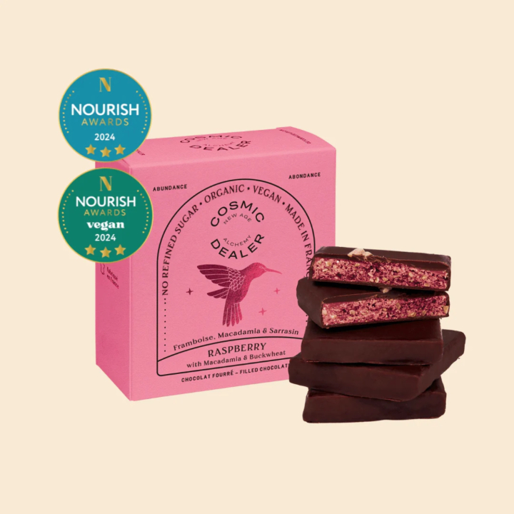 Suklaarasia Vadelma & Tattari LUOMU 4 x 20g ryhmässä Raaka-aineet / Karkkia & Suklaata / Suklaapatukat @ Rawfoodshop Scandinavia AB (BOX4CHAKRARASP)