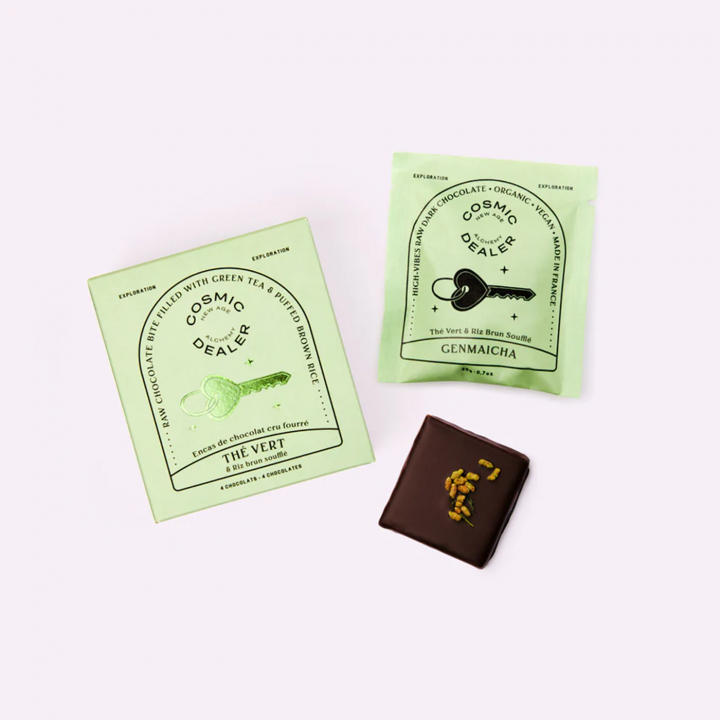 Suklaarasia Vihreä Tee & Puhdettu Riisi LUOMU 4 x 20g ryhmässä Raaka-aineet / Karkkia & Suklaata / Suklaapatukat @ Rawfoodshop Scandinavia AB (BOX4GENMAICHA)