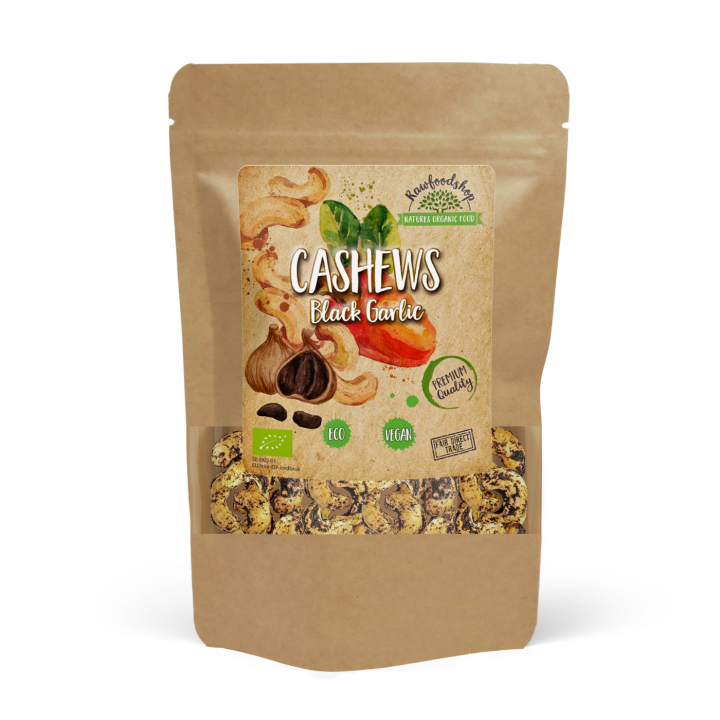 Cashewpähkinöitä Musta Valkosipuli LUOMU 200g ryhmässä Raaka-aineet / Pähkinät / Cashewpähkinät @ Rawfoodshop Scandinavia AB (CAJAIL5-200)