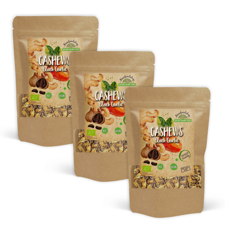 Cashewpähkinät Musta Valkosipuli LUOMU 200g x 3 pakettia ryhmässä Raaka-aineet / Pähkinät / Cashewpähkinät @ Rawfoodshop Scandinavia AB (CAJAIL5200-SET3)