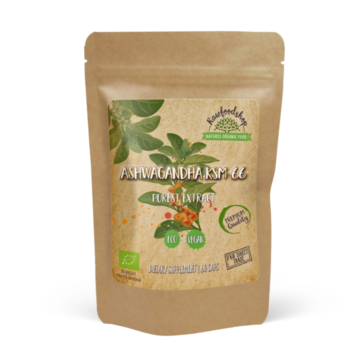 Ashwagandha KSM 66 Extract LUOMU 500mg 60 kapselia ryhmässä Ravintolisät / Yrtit ja Kasvit / Yrtit @ Rawfoodshop Scandinavia AB (CAPASH60)