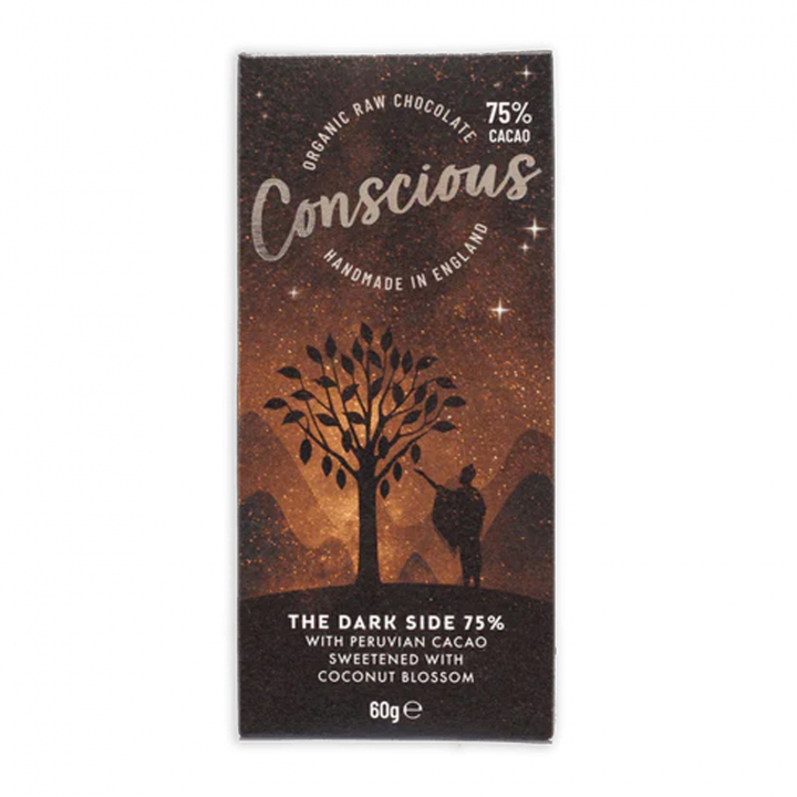 Dark Side 75% Suklaapatukka LUOMU 60g ryhmässä Raaka-aineet / Karkkia & Suklaata / Suklaapatukat @ Rawfoodshop Scandinavia AB (CC22)