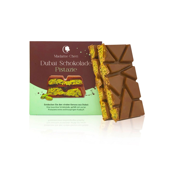 Dubai Suklaa Pistaasi 100g ryhmässä Raaka-aineet / Karkkia & Suklaata / Suklaapatukat @ Rawfoodshop Scandinavia AB (CHERI01)