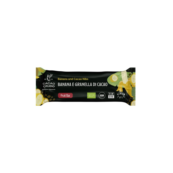 Banaani Kaakaonibs Patukka RAW LUOMU 28g ryhmässä Raaka-aineet / Karkkia & Suklaata / Suklaapatukat @ Rawfoodshop Scandinavia AB (CRUDO12)