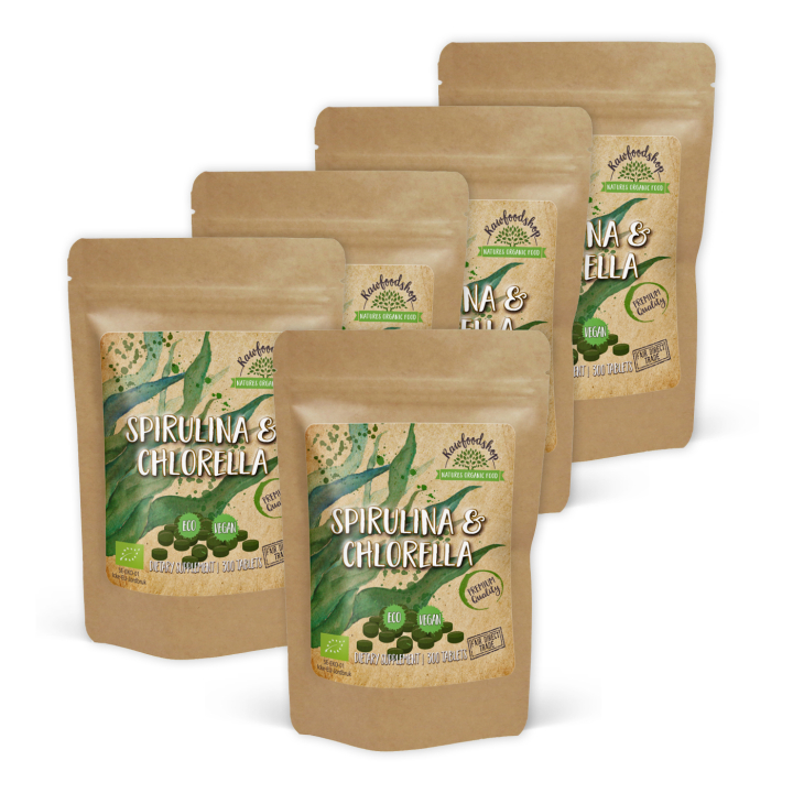 Spirulina Chlorella LUOMU 500mg 300 tablettia x 5 pakettia ryhmässä Ravintolisät / Yrtit ja Kasvit / Levävalmisteet @ Rawfoodshop Scandinavia AB (CUSPCH300TAB-SET5)