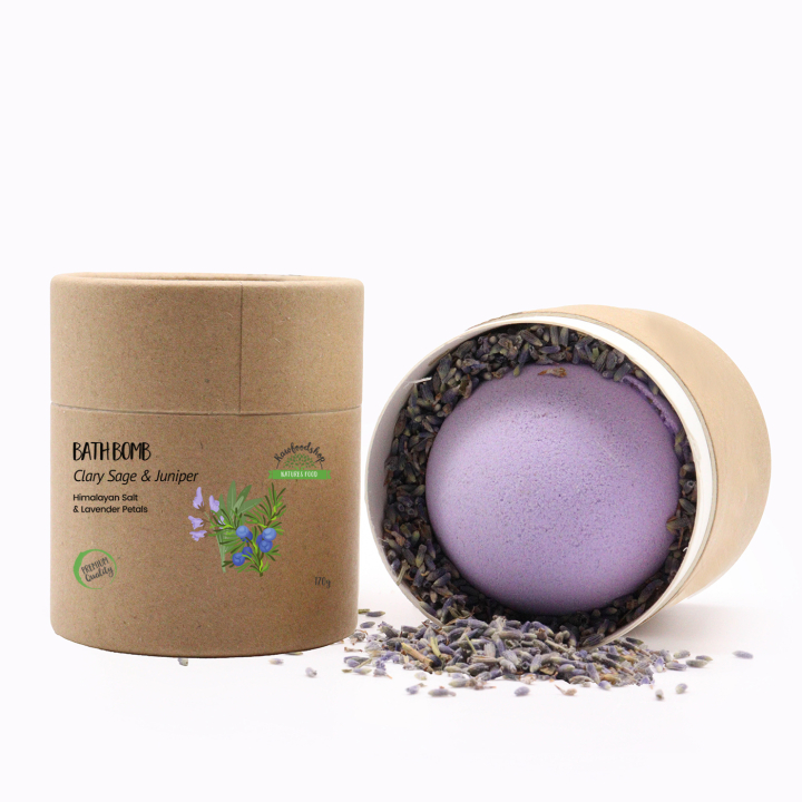 Badipommi Muskottisalvia & Kataja 170g ryhmässä Iho & Vartalo / Kylpy & Spa / Kylpypommit @ Rawfoodshop Scandinavia AB (EBBSUL03)