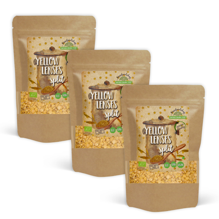Linssit Keltaiset Halkaistut LUOMU 1kg x 3 pakettia ryhmässä Raaka-aineet / Ruokakomero / Palkokasvit @ Rawfoodshop Scandinavia AB (GULI11-SET3)