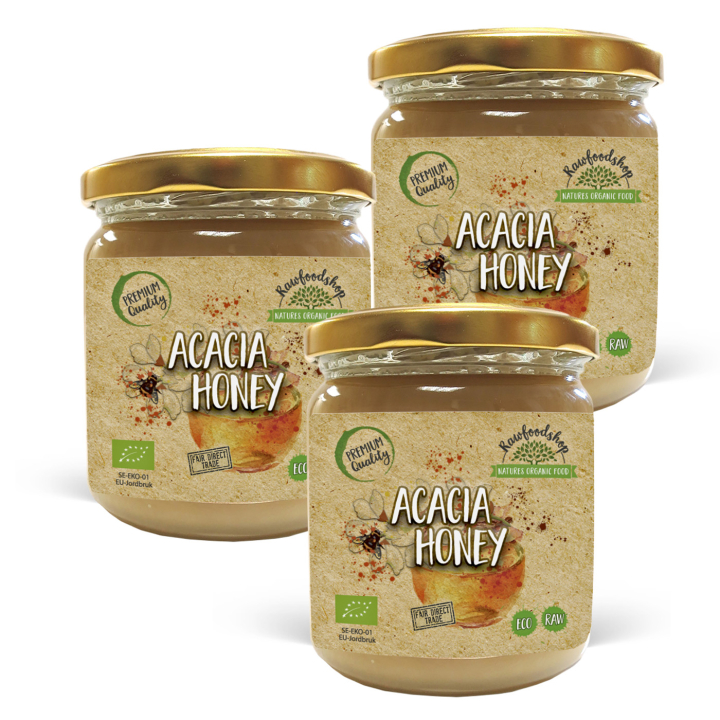 Akaasiahunaja LUOMU 500g x 3 purkkia ryhmässä Raaka-aineet / Leipominen / Hunaja @ Rawfoodshop Scandinavia AB (HAM50-SET3)