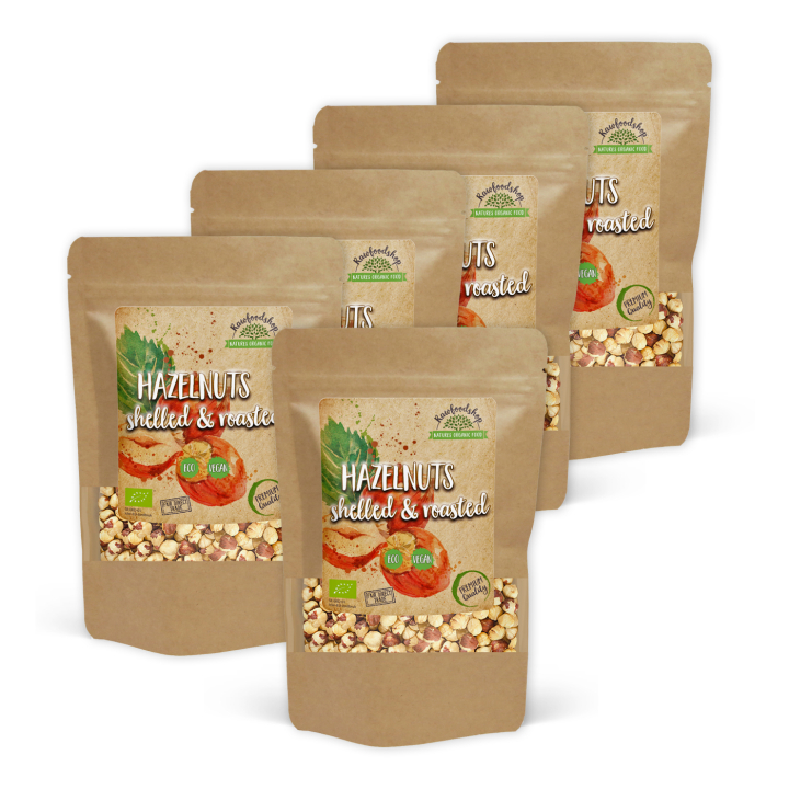 Kuoritut ja paahdetut hasselpähkinät LUOMU 1kg x 5 pakettia ryhmässä Raaka-aineet / Pähkinät / Hasselpähkinät @ Rawfoodshop Scandinavia AB (HAT01KG-SET5)