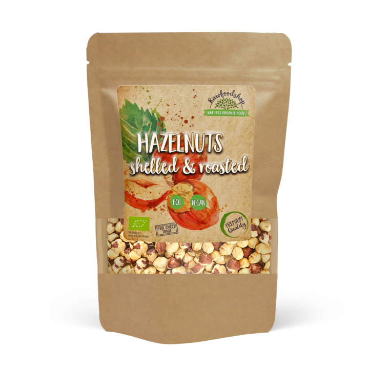Kuoritut ja paahdetut hasselpähkinät LUOMU 200g ryhmässä Raaka-aineet / Pähkinät / Hasselpähkinät @ Rawfoodshop Scandinavia AB (HATO1)