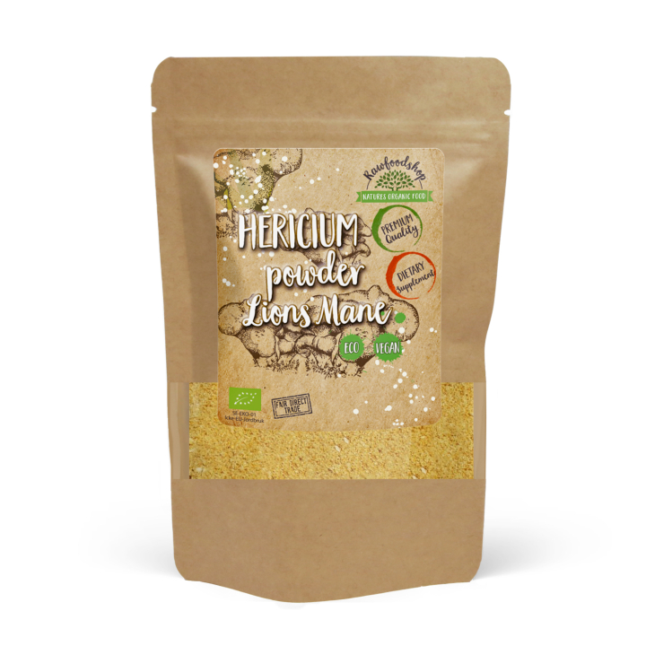 Hericium-jauhe/Lion's Mane LUOMU 125g ryhmässä Ravintolisät / Yrtit ja Kasvit / Sienet @ Rawfoodshop Scandinavia AB (HCP10)