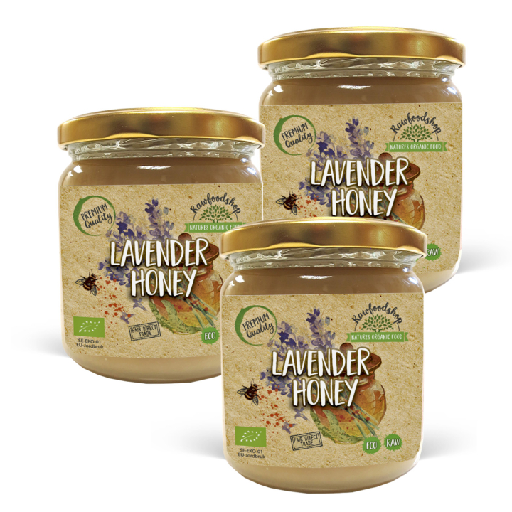 Laventelihunaja LUOMU 500g x 3 purkkia ryhmässä Raaka-aineet / Leipominen / Hunaja @ Rawfoodshop Scandinavia AB (HONEYLAV-SET3)