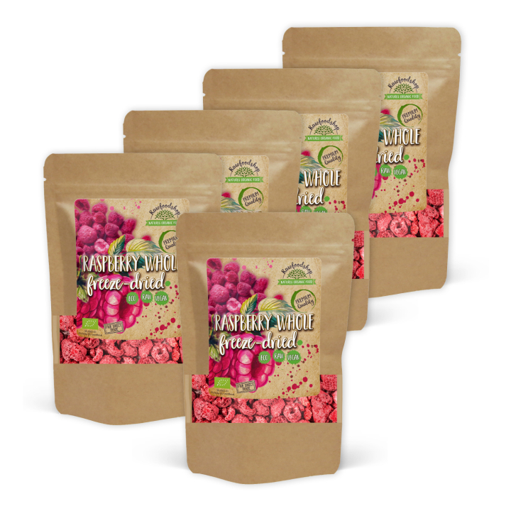 Vadelmat Pakastekuivatut Koko LUOMU 50g x 5 pakettia ryhmässä Raaka-aineet / Hedelmät & Marjat / Vadelma @ Rawfoodshop Scandinavia AB (K20020001018001-SET5)