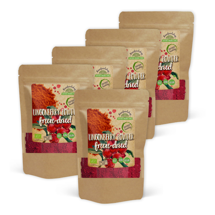 Puolukkajauhe Pakastekuivattu LUOMU 100g x 5 pakettia ryhmässä Raaka-aineet / Hedelmät & Marjat / Hedelmäjauhe @ Rawfoodshop Scandinavia AB (K20130005002001-SET5)