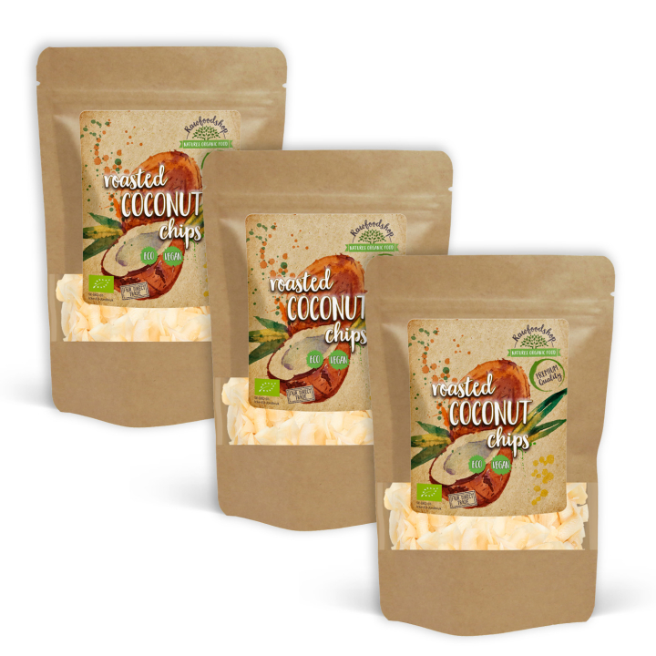 Kookoschipsit Premium Paahdetut LUOMU 350g x 3 pakettia ryhmässä Raaka-aineet / Pähkinät / Kookos @ Rawfoodshop Scandinavia AB (KCR35-SET3)