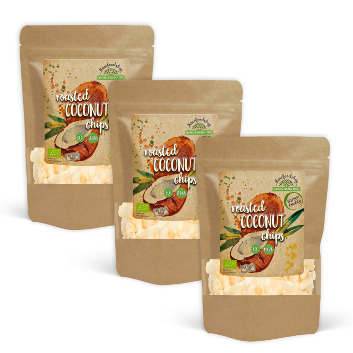 Kookoschipsit Premium Paahdetut LUOMU 500g x 3 pakettia ryhmässä Raaka-aineet / Pähkinät / Kookos @ Rawfoodshop Scandinavia AB (KCR50-SET3)