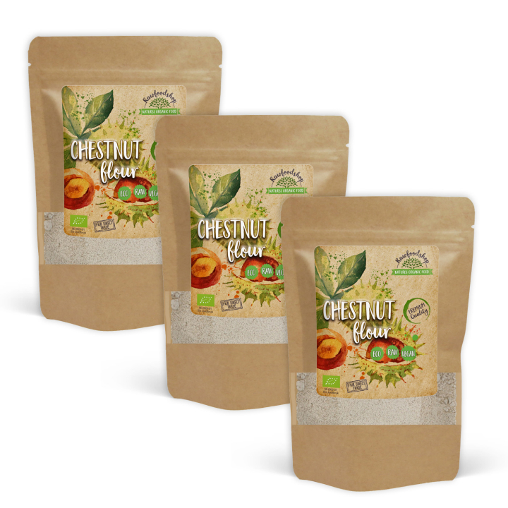Kastanjajauho LUOMU 500g x 3 pakettia ryhmässä Raaka-aineet / Leipominen / Jauhot @ Rawfoodshop Scandinavia AB (KNM50-SET3)