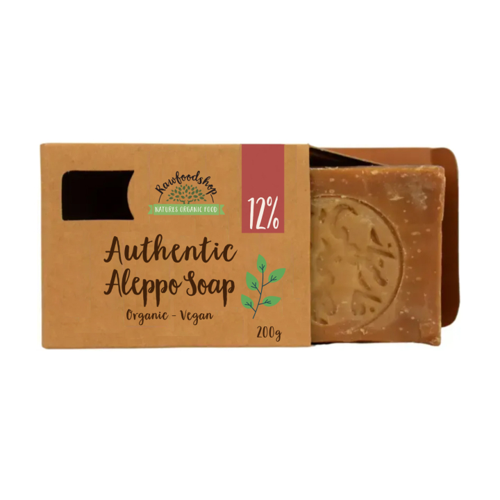 Alepposaippua Laakeriöljy 12% LUOMU 200g ryhmässä Iho & Vartalo / Vartalo / Suihkusaippua @ Rawfoodshop Scandinavia AB (KNNBEC2)