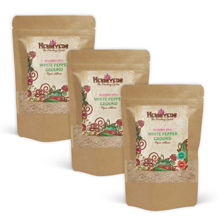 Valkopippuri Jauhettu LUOMU 50g x 3 pakettia ryhmässä Raaka-aineet / Ruokakomero / Mausteet & Suola @ Rawfoodshop Scandinavia AB (KRY101-SET3)