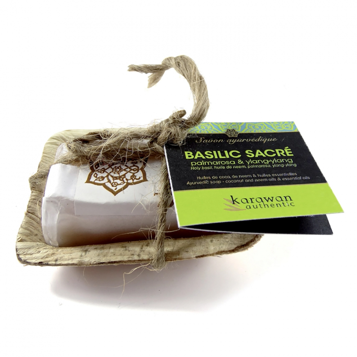 Ayurvedinen kiinteä saippua käsille ja vartalolle Basilika 20g ryhmässä Iho & Vartalo / Vartalo / Suihkusaippua @ Rawfoodshop Scandinavia AB (KSA20BS-IN25)