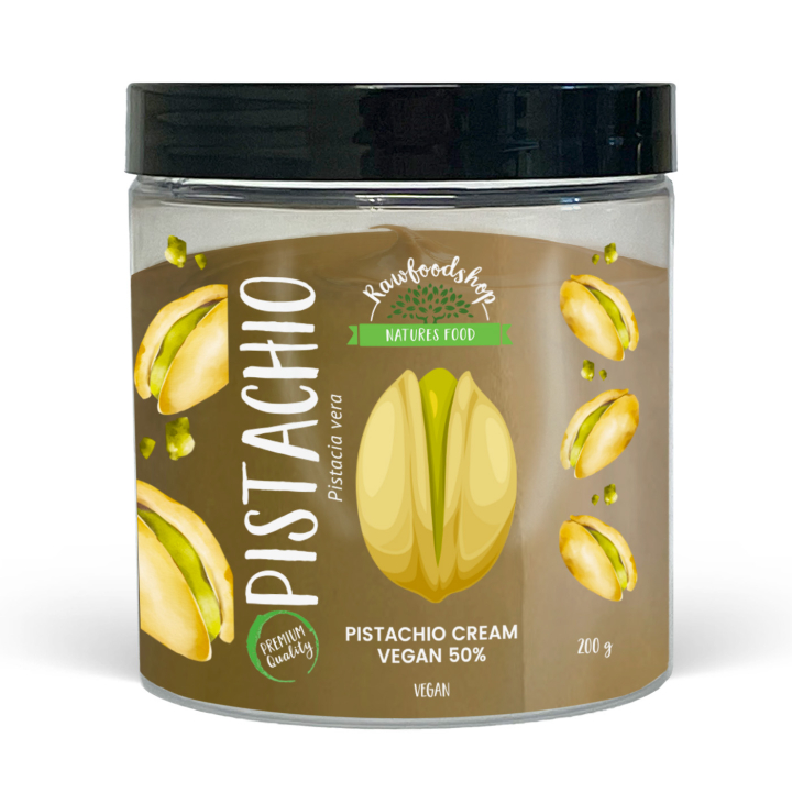 Pistaasikreemi Vegaani 50% 200g ryhmässä Raaka-aineet / Pähkinät / Pähkinävoita @ Rawfoodshop Scandinavia AB (L00220CPO-2)