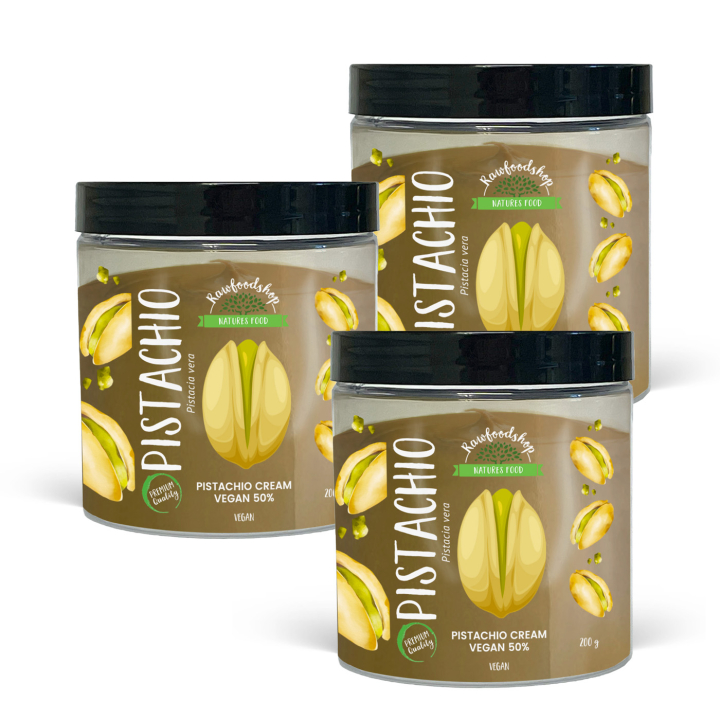 Pistaasikreemi Vegaani 50% 200g x 3 purkkia ryhmässä Raaka-aineet / Pähkinät / Pähkinävoit @ Rawfoodshop Scandinavia AB (L00220CPO2-SET3)