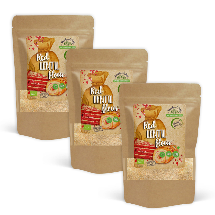 Linssijauhot Punaiset LUOMU 500g x 3 pakettia ryhmässä Raaka-aineet / Leipominen / Jauhot @ Rawfoodshop Scandinavia AB (LINSMJOLROTT01-SET3)