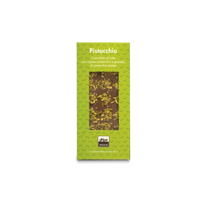 Maitosuklaata Pistaasitäytteellä 95g ryhmässä Raaka-aineet / Karkkia & Suklaata / Suklaapatukat @ Rawfoodshop Scandinavia AB (MAGLIO01-1)