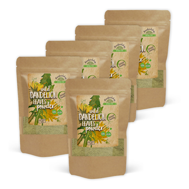Voikukanlehtijauhe 100g x 5 pakettia ryhmässä Raaka-aineet / Terveysruoka / Vihreät Jauheet @ Rawfoodshop Scandinavia AB (MBP10-SET5)