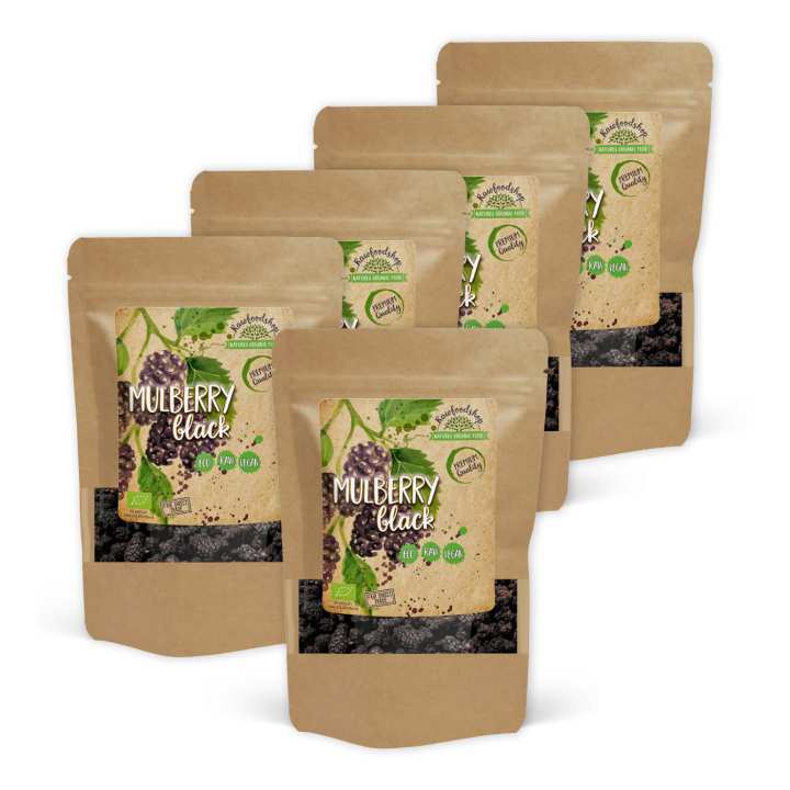 Mulperit Mustat LUOMU 500g x 5 pakettia ryhmässä Raaka-aineet / Hedelmät & Marjat / Mulberry @ Rawfoodshop Scandinavia AB (MBS50-SET5)