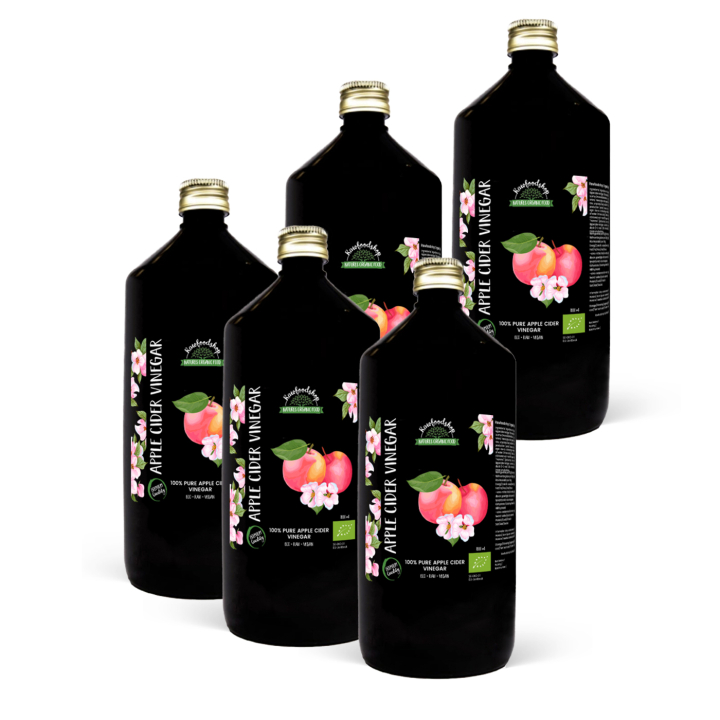 Omenasiiderietikka LUOMU 1000ml x 5 pulloa ryhmässä Raaka-aineet / Ruokakomero / Mauste / Etikka @ Rawfoodshop Scandinavia AB (OLIE01811-SET5)