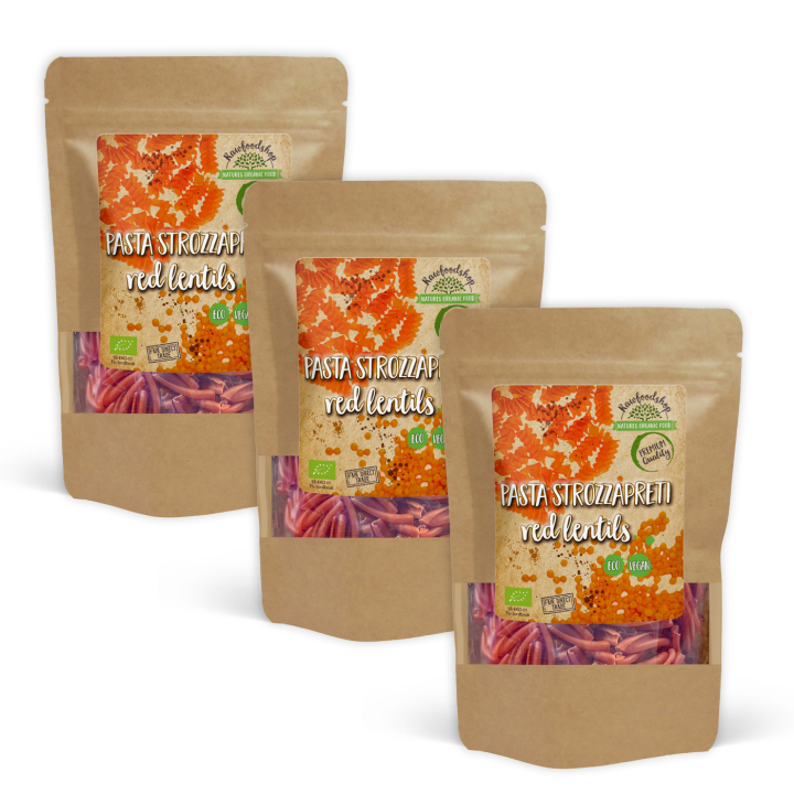 Pasta Strozzapreti Punaiset linssit LUOMU 250g x 3 pakettia ryhmässä Raaka-aineet / Ruokakomero / Pasta & Nuudelit @ Rawfoodshop Scandinavia AB (P22269-SET3)