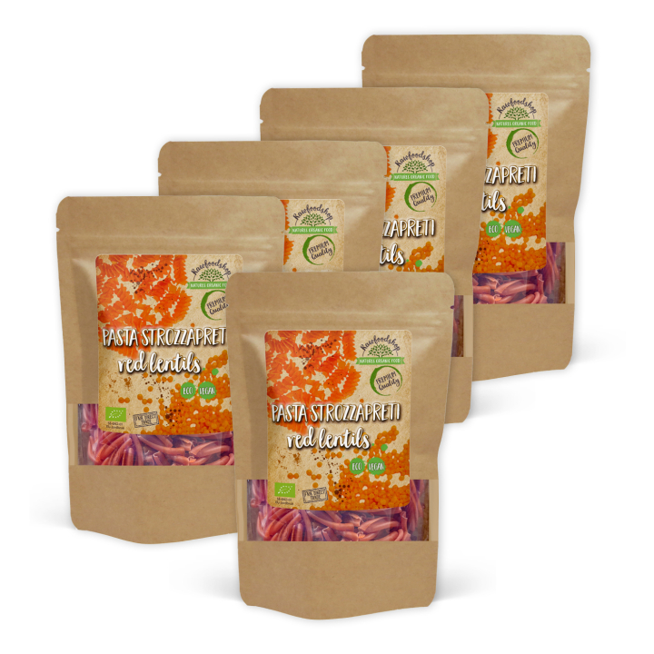 Pasta Strozzapreti Punaiset linssit LUOMU 250g x 5 pakettia ryhmässä Raaka-aineet / Ruokakomero / Pasta & Nuudelit @ Rawfoodshop Scandinavia AB (P22269-SET5)