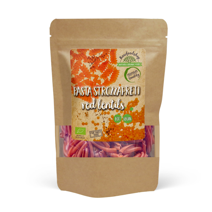 Pasta Strozzapreti Punaiset linssit LUOMU 250g ryhmässä Raaka-aineet / Ruokakomero / Pasta & Nuudelit @ Rawfoodshop Scandinavia AB (P22269)