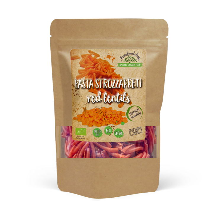 Pasta Strozzapreti Punaiset linssit LUOMU 250g ryhmässä Raaka-aineet / Ruokakomero / Pasta & Nuudelit @ Rawfoodshop Scandinavia AB (P22269)