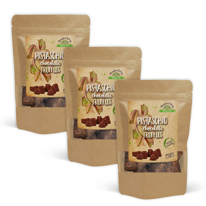 Suklaatryffeli Pistaasi 100g x 3 pakettia ryhmässä Raaka-aineet / Karkkia & Suklaata / Suklaapatukat @ Rawfoodshop Scandinavia AB (PIST100-SET3)