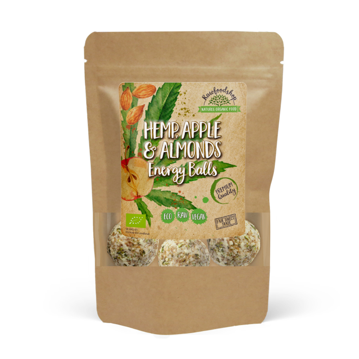 Hamppu Omena Manteli Energiapallot LUOMU 100g ryhmässä Raaka-aineet / Ruokakomero / Pikkuleivät @ Rawfoodshop Scandinavia AB (POMCHAN3-100)