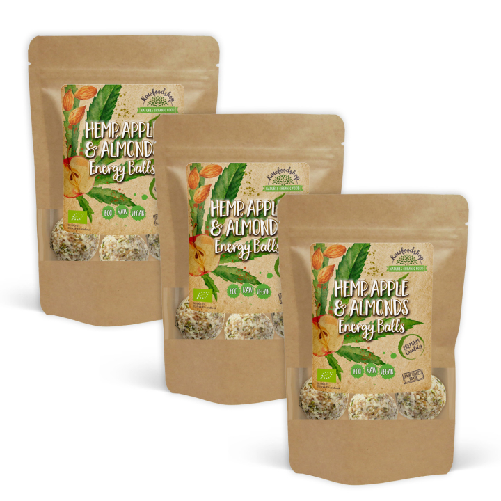 Hamppu Omena Manteli Energiapallot LUOMU 100g x 3 pakettia ryhmässä Raaka-aineet / Ruokakomero / Keksit & Keksit @ Rawfoodshop Scandinavia AB (POMCHAN3100-SET3)