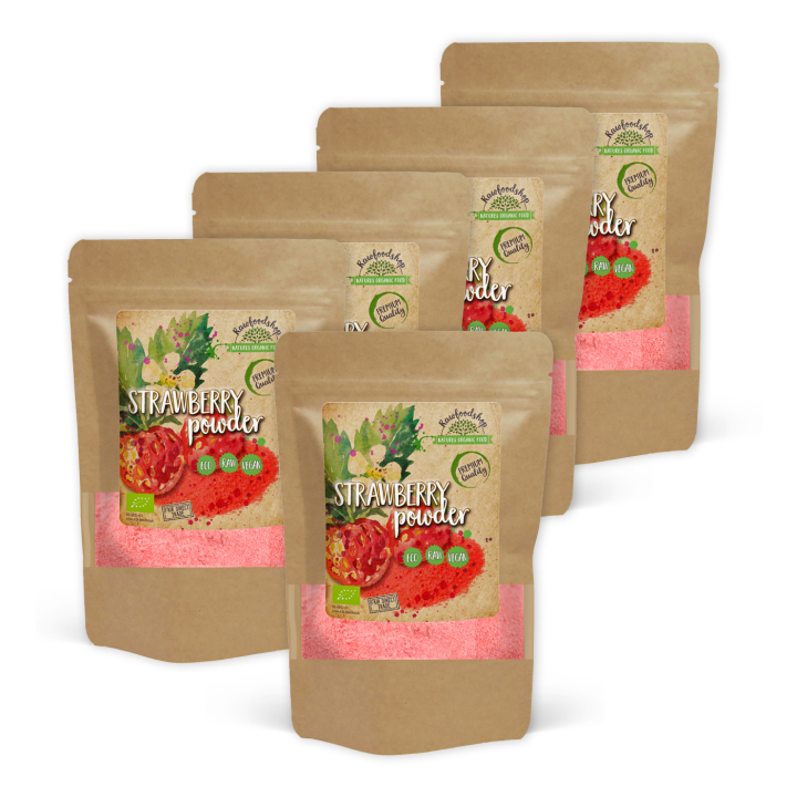 Mansikkajauhe Jääkuivattu LUOMU 100g x 5 pakettia ryhmässä Raaka-aineet / Hedelmät & Marjat / Mansikka @ Rawfoodshop Scandinavia AB (PULFJOR-SET5)