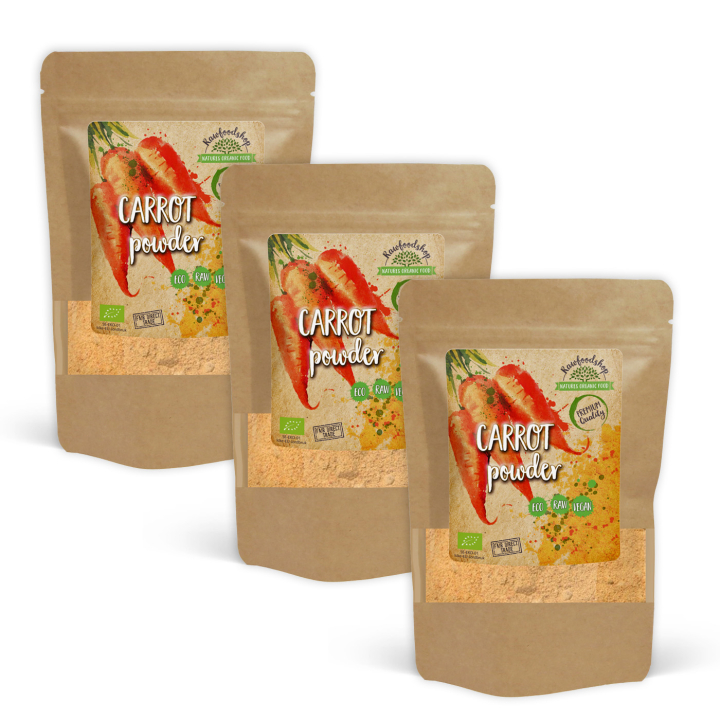 Porkkanajauhe LUOMU 100g x 3 pakettia ryhmässä Raaka-aineet / Terveysruoka / Vihreät Jauheet @ Rawfoodshop Scandinavia AB (PULMOR-SET3)