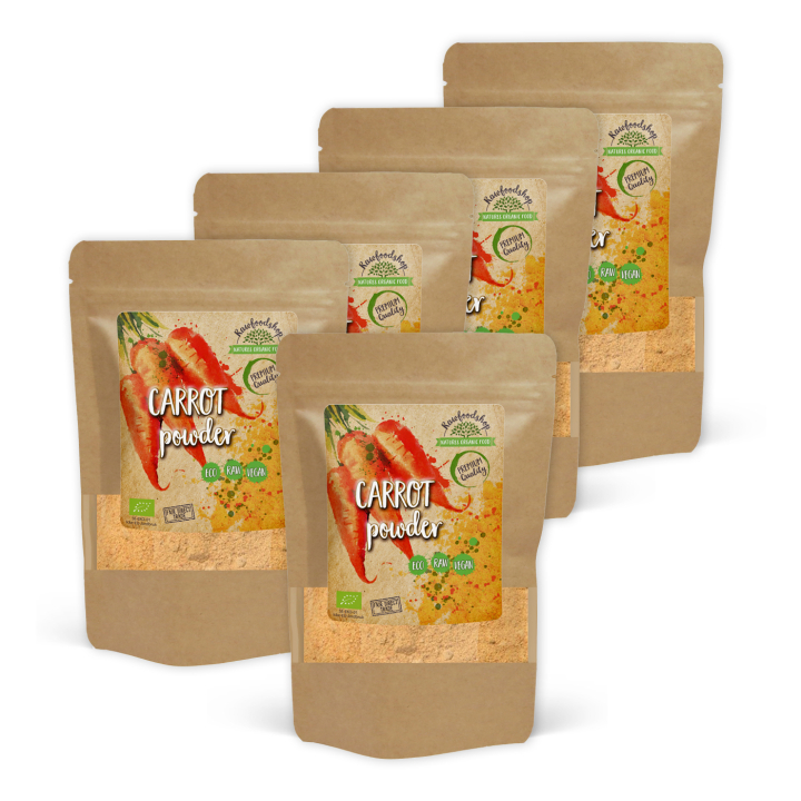 Porkkanajauhe LUOMU 100g x 5 pakettia ryhmässä Raaka-aineet / Terveysruoka / Vihreät Jauheet @ Rawfoodshop Scandinavia AB (PULMOR-SET5)