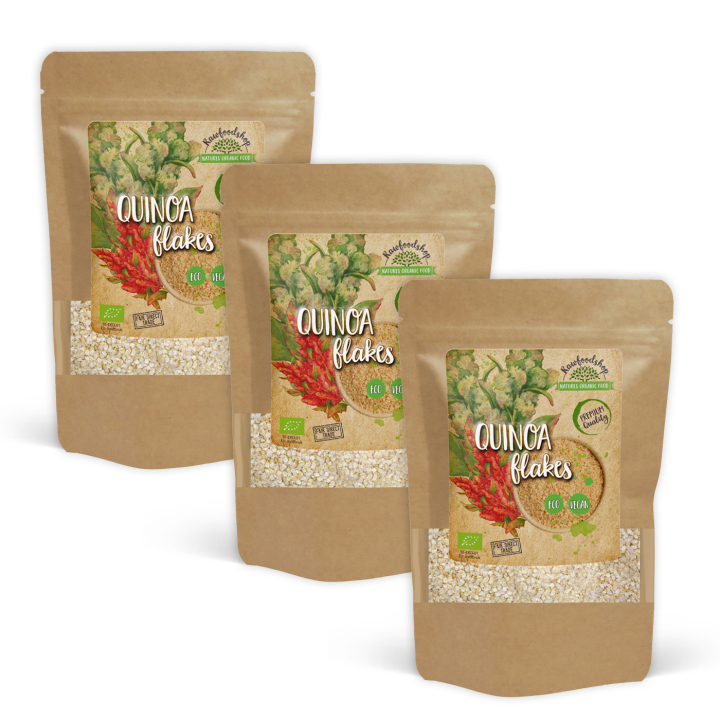 Kvinoa-hiutaleet LUOMU 500g x 3 pakettia ryhmässä Raaka-aineet / Leipominen / Viljat & Hiutaleet @ Rawfoodshop Scandinavia AB (RAW7874325-SET3)