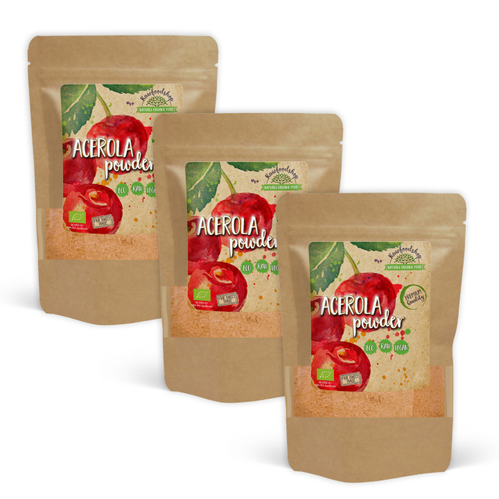 Acerola-jauhe LUOMU 125g x 3 pakettia ryhmässä Raaka-aineet / Hedelmät & Marjat / Hedelmäjauhe @ Rawfoodshop Scandinavia AB (RAW930-SET3)