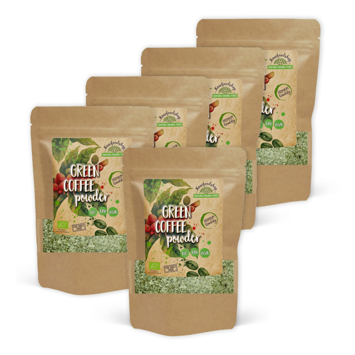 Vihreä Kahvijauhe LUOMU 125g x 5 pakettia ryhmässä Raaka-aineet / Juomat / Kahvi @ Rawfoodshop Scandinavia AB (RAWFRUP004-SET5)