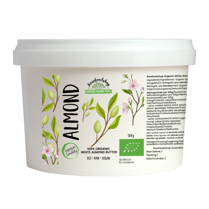Mantelivoi Vaalea RAW LUOMU 500g ryhmässä Raaka-aineet / Pähkinät / Pähkinävoita @ Rawfoodshop Scandinavia AB (RAWMAND654671500)